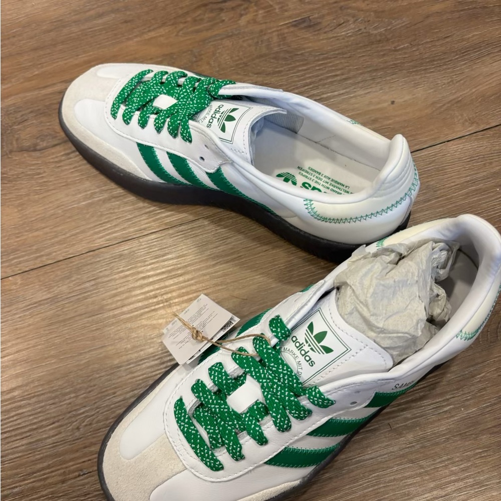 adidas Samba White and Green Sneakers - Picture 3 of 3